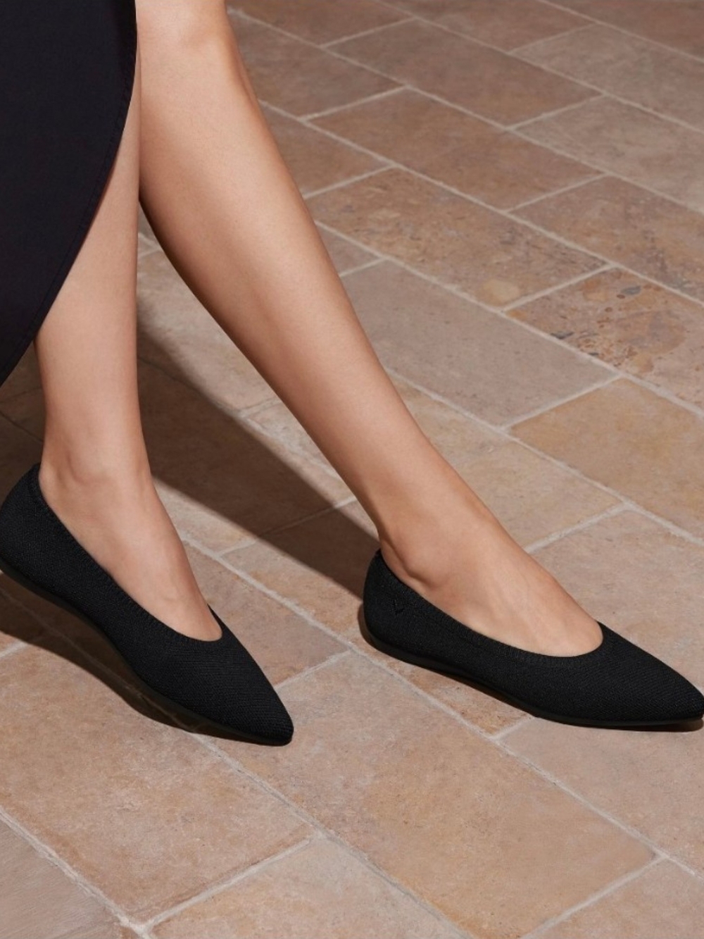 VIVAIA Aria 5° Black Knit Pointed Toe Ballet Flats 13 EU 45 Work Office Classic
